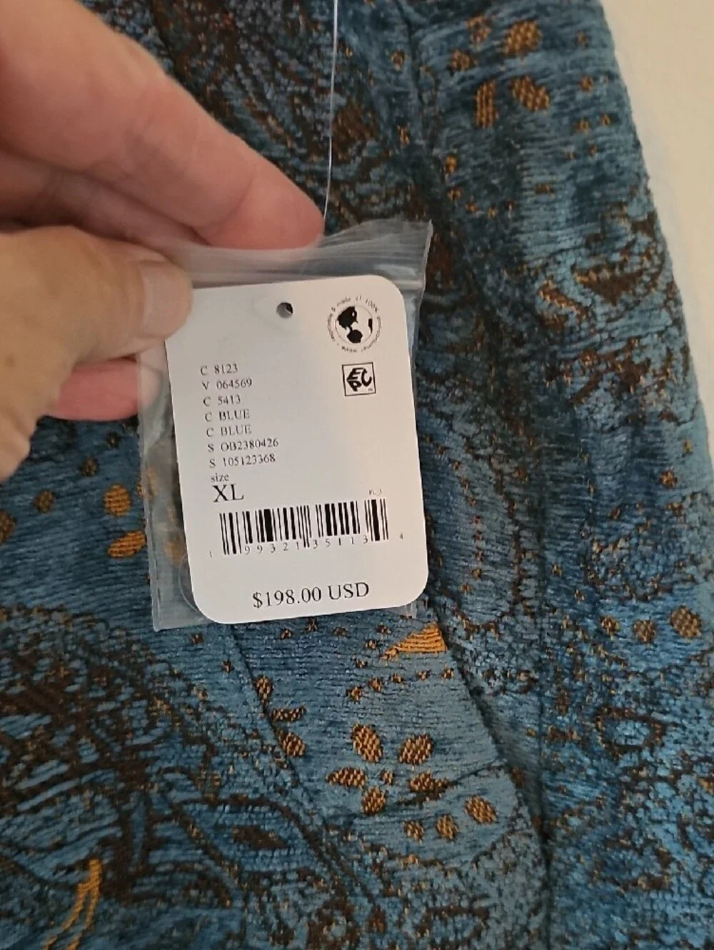 ●●FREE PEOPLE BLUE TAPESTRY PAISLEY WIDE LEG PANTS NWT S.XL●●
